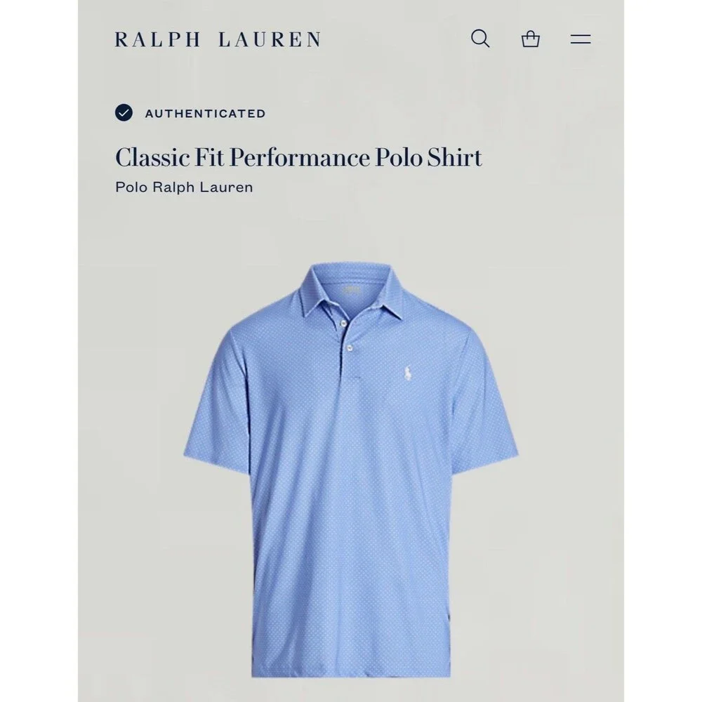 Polo Ralph Lauren Performance Polo Mens XL Blue Geometric Diamond Classic Fit